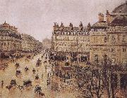 rain in the French Theater Square Camille Pissarro